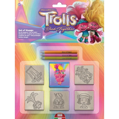 Wiky Razítková sada 5 razítek a 3 fixy Trolls