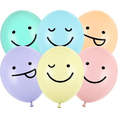 PartyDeco Латексови балони - Пастелни усмивки 6 бр