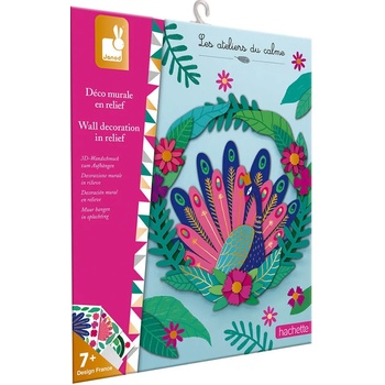 Janod Творчески комплект Janod - Релефен стенен орнамент, паун (J07942)