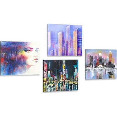 Set obrazů tajemný noční život - 4x 60x60