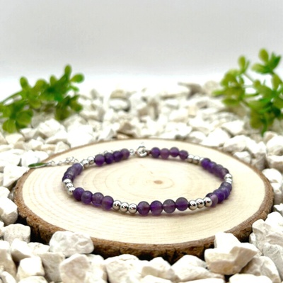 Certom stříbrný náramek Ametyst matný 0083