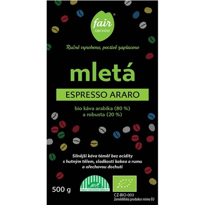 Fairobchod Bio mletá káva Espresso Araro 0,5 kg
