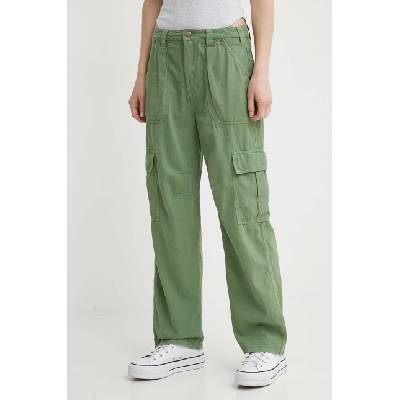 Billabong Памучен панталон Billabong в зелено с широка каройка, с висока талия ABJNP00419 (ABJNP00419)