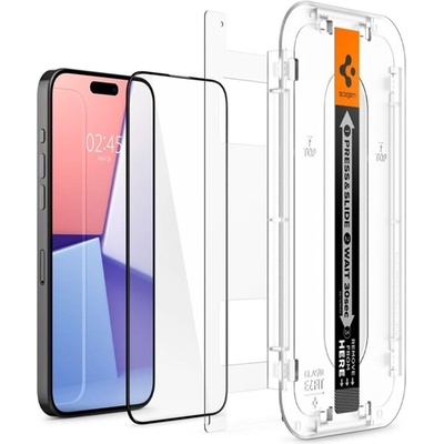 Spigen iPhone 15 Pro SPIGEN EZ FIT HD екранен протектор стъкло 2.5D, 9H + рамка, BLACK AGL06899 (AGL06899)