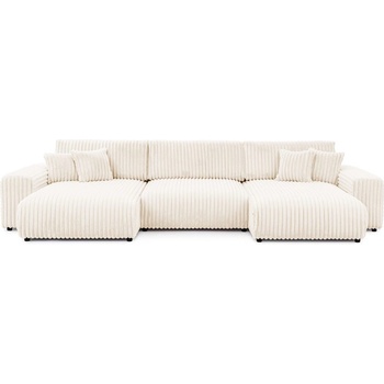 ROPEZ Кремав разтегателен ъглов диван с място за съхранение от рипсено кадифе (U форма) Sarina - Ropez (Sarina Narożnik U z f.spania Vito 23 Standard)