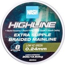 Nash Pletená Šnúra Highline Extra Supple Braid Green 600 m 0,24 mm 13,60 kg