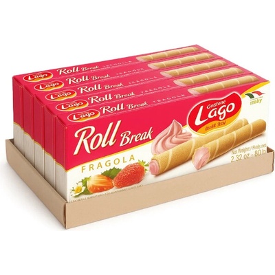 Gastone Lago Roll Break plněné trubičky s příchutí jahod 24 x 80 g
