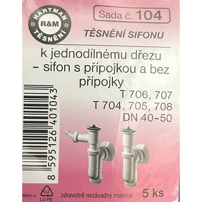 HARTMAN těsnění sifonu k jednodílnému dřezu, sifon s přípojkou a bez přípojky, sada č. 104 – Zboží Dáma