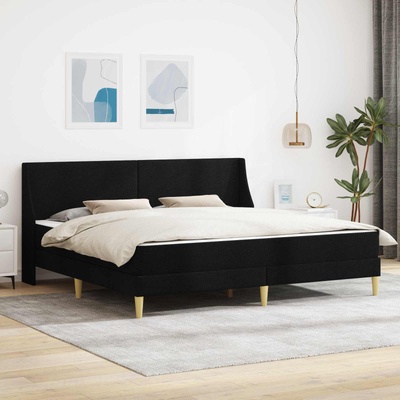 vidaXL Рамка за легло с матрак с таблото Черен 180 x 200 cm Полиестер (3414751)