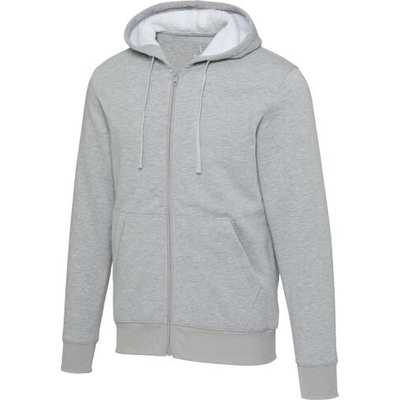 Natron mikina s kapucňou a dlhým zipsom zo sherpa materiálu žíhaná šedá