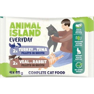 Animal Island Veal / Rabbit & Turkey / Tuna Fillets in broth 4 x 85 g