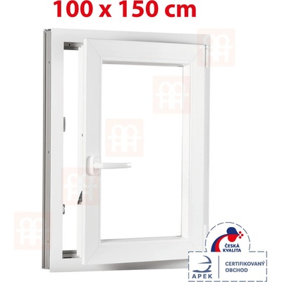 OKNA-HNED.SK Plastové okno 100 x 150 cm (1000 x 1500 mm) biele otváravé aj sklopné pravé