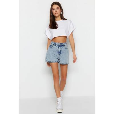 Trendyol Light Blue Denim Shorts šedá