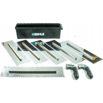 Bihui PTSJK9 - 6ks zubových hladítek a rukojeťmi v boxu,480x130mm
