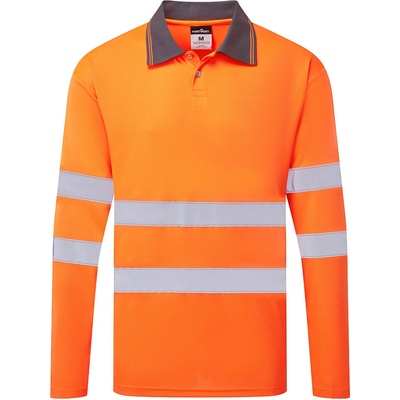 Portwest hi-vis essential es1 es277 / Мъжка светлоотразителна дишаща поло тениска с дълъг ръкав - hv оранжева 4xl (es277orr4xl)