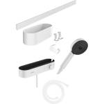 Hansgrohe WallStoris - Комплект душ слушалка 105, 3 струи, термостат и аксесоари за баня, бял мат 24250700 (24250700)