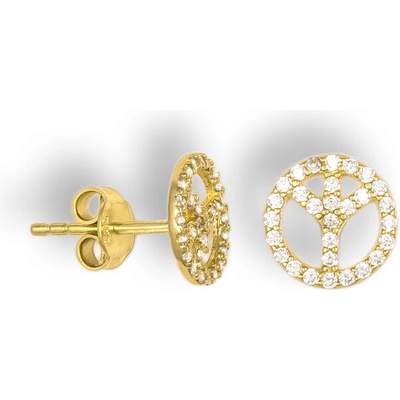 Gemmax Náušničky ze žlutého zlata se zirkony Peace GLEYB-03091