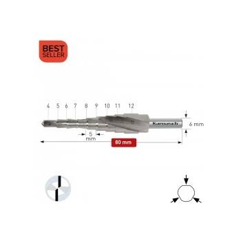 Karnasch Стъпално свредло Ø 4-12 mm (x 5 mm), HSS-XE без покритие, 2x спирален канал, BESTSELLER (201447U)