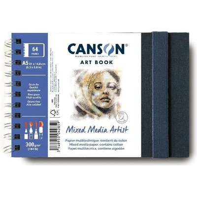 Canson Mixed Media Artist Book v kroužkové vazbě A5 (21 x 14,8), 300g, 28 listů