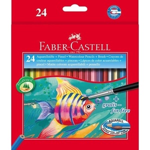 Faber-Castell Цветни моливи FABER-CASTELL Aquarell хексагонални 24 броя + четки 114425 (114425)