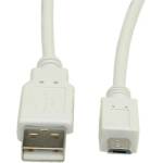 Roline Кабел Roline S3151-400, USB A(м) към USB Micro B(м), 0.8m, бял (S3151-400)
