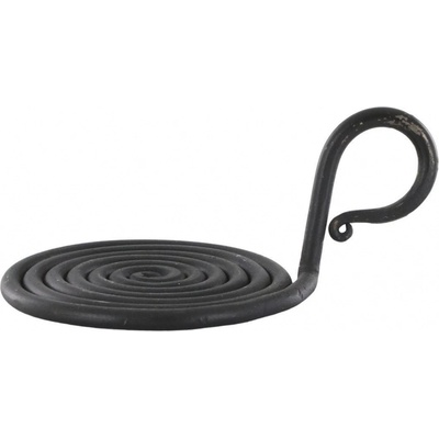 Černý antik kovový svícen pro sloupovou svíčku Spirel - Ø 10*6 cm - Chic Antique