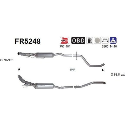 Filtr sazových částic, výfukový systém AS FR5248