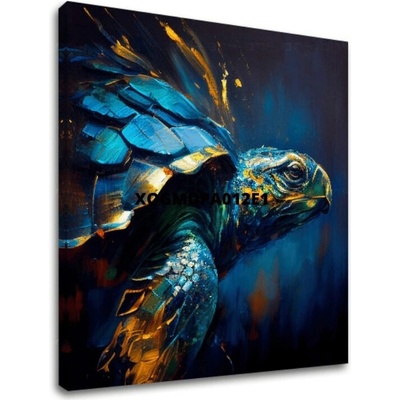 Dekoratívna maľba na plátne - PREMIUM ART - Green Turtle Odyssey - 80x80 cm