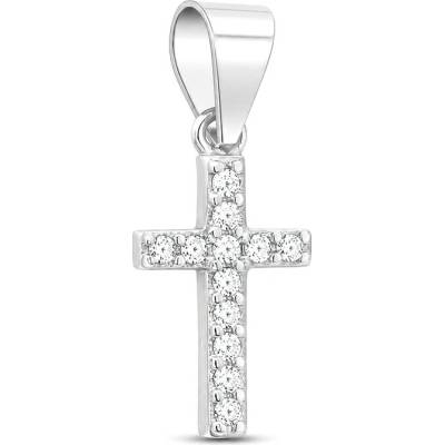 Argento Stříbrný přívěsek křížek čiré kulaté zirkony 85564