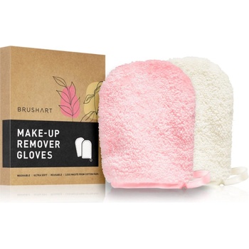 BrushArt Home Salon Make-up remover gloves ръкавици за почистване на грим PINK, CREAM 2 бр