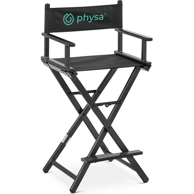 physa Гримьорски стол - с поставка за крака - сгъваем - черен (phy_mc_03)