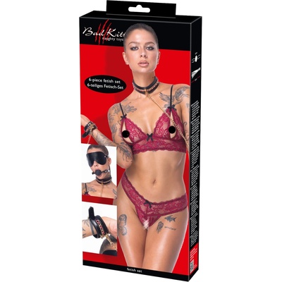 Bad Kitty - комплект за бондаж - 6 части (черен)