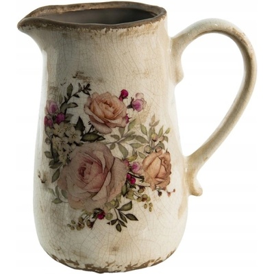 Béžový keramický dekorativní džbán s růžemi Roses I - 1500 ml