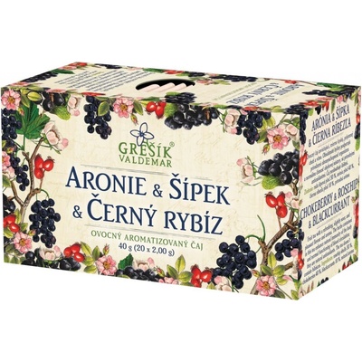 Grešík Aronie & Šípek & Černý rybíz porcovaný čaj 20 x 2 g