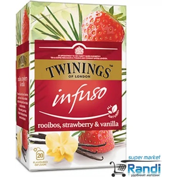 Image 1 of TWININGS Чай Twinings Rooibos, Strawberry & Vanilla 20бр. /40гр