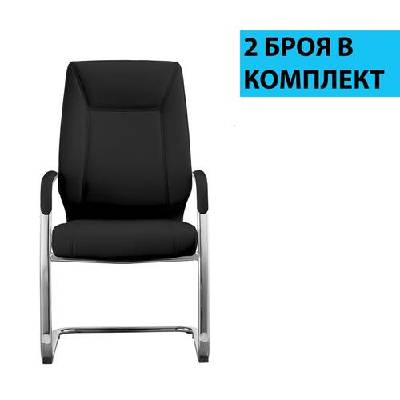 Посетителски стол vinci m, екокожа, черен, 2 броя в комплект (l302l-c/580269/black)