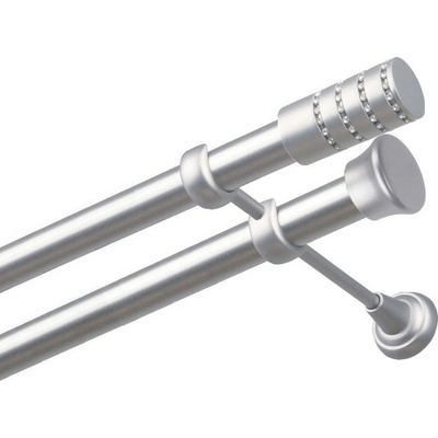 OK-GarnýžeCZ Garnýž kovová dvouřadá 25/25mm Cylinder crystal satina 270 cm do stěny / na tunýlek - bez kroužků