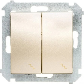 Simon Kontakt 54 Premium Zlatá schodišťový dvojnásobný s podsvícením modul šroubové koncovky, DW6/2L.01/44