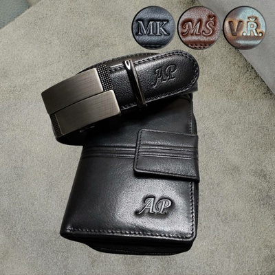 Exkluzivní pánský kožený set HARRY LOCK - peněženka a opasek s vlastním monogramem