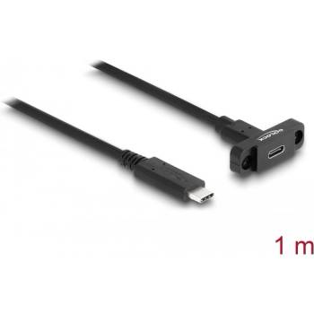 Delock SuperSpeed USB 10 Gbps (USB 3.2 Gen 2) USB Type-C кабел мъжки към женски 1 m с панелен конектор черен
