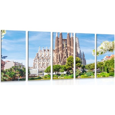 5-dílný obraz katedrála v Barceloně - 150x75