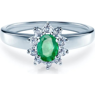 SAVICKI Годежен пръстен Savicki: бяло злато, смарагд, диаманти