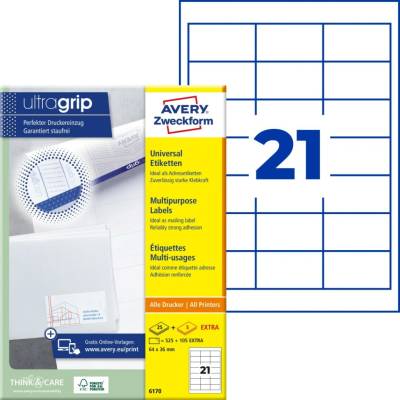 Avery Zweckform 6170 Samolepící etikety 64x36mm 630 ks bílá