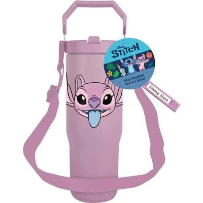 CurePink Cestovní termo hrnek s popruhem Lilo & Stitch Angel 800 ml