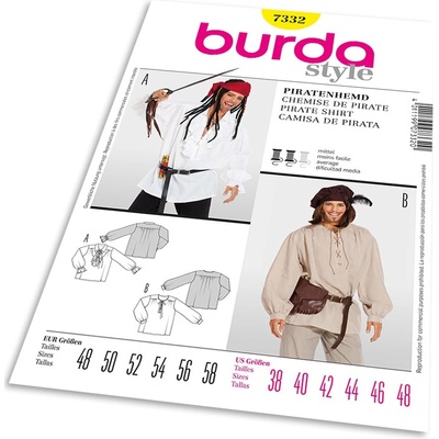 Střih Burda 7332 - Pánská pirátská košile, středověká halena – Hledejceny.cz