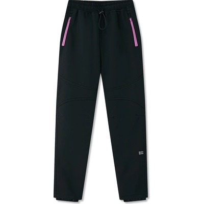 Wolf & Wolfie B2593 Dívčí softshellové kalhoty, zateplené černá fialkové zipy