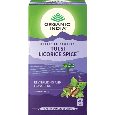 Organic India Tulsi Sladké drievko Ajurvédsky čaj porciovaný 25 vreciek