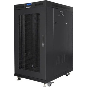 Lanberg Комуникационен шкаф Lanberg rack cabinet 19" free-standing 22U/800x1000 (flat pack) with mesh door lcd black v2 (FF01-8022-23BL)