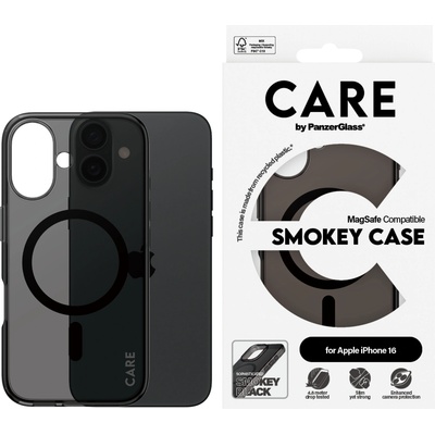 Panzer Гръб CARE by PanzerGlass за iPhone 16, Flagship, Smokey, Urban Combat, Black MagSafe