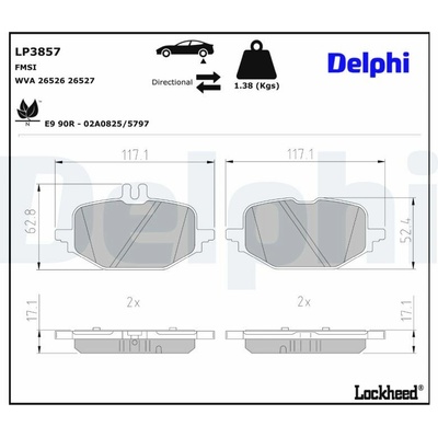 Sada brzdových platničiek, vždy 4 kusy v sade DELPHI LP3857